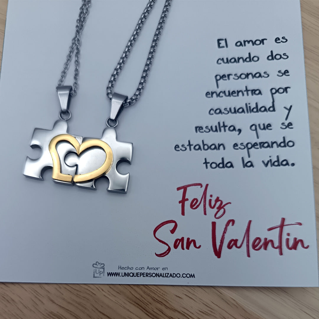Set de cadena rompecabeza+corazon