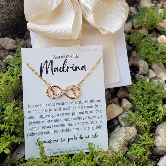 Cadena con infinito y toques de piedra ( Madrina ) - Unique Personalizado