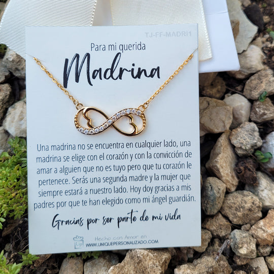 Cadena con infinito y toques de piedra ( Madrina ) - Unique Personalizado