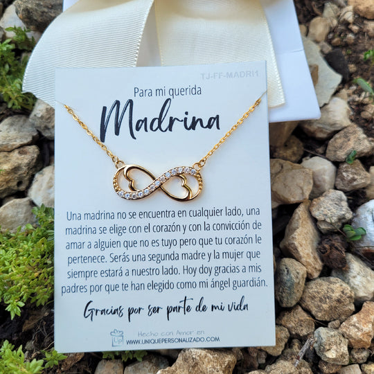 Cadena con infinito y toques de piedra ( Madrina ) - Unique Personalizado