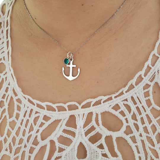 Cadena con ancla y zirconia - Unique Personalizado