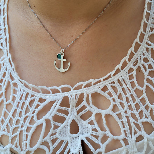 Cadena con ancla y zirconia - Unique Personalizado