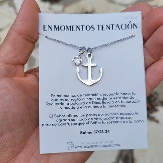 Cadena con ancla y zirconia - Unique Personalizado