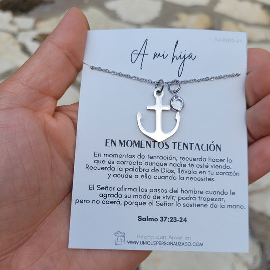 Cadena con ancla y zirconia - Unique Personalizado