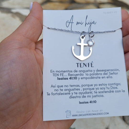 Cadena con ancla y zirconia - Unique Personalizado