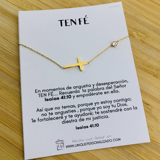 Cadena fina y delicada con cruz y circonia - Unique Personalizado