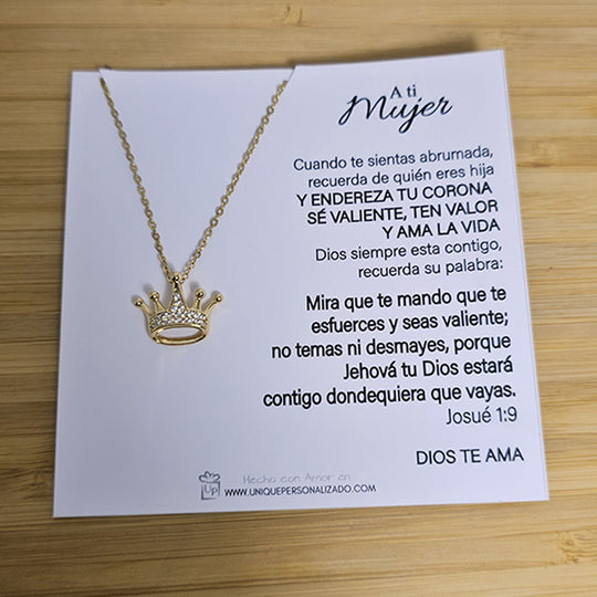 Cadena corona con Piedras - Unique Personalizado