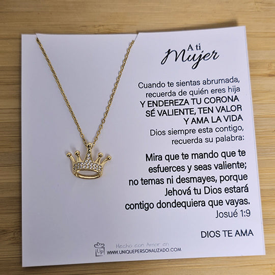 Cadena corona con Piedras - Unique Personalizado