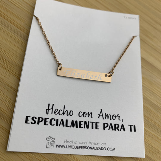 Cadena barra grabable con zirconia - Unique Personalizado