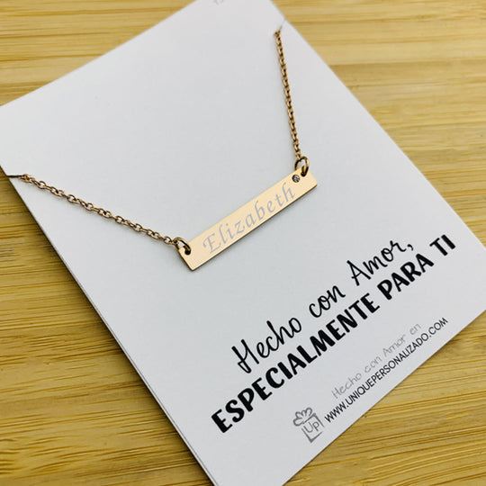 Cadena barra grabable con zirconia - Unique Personalizado