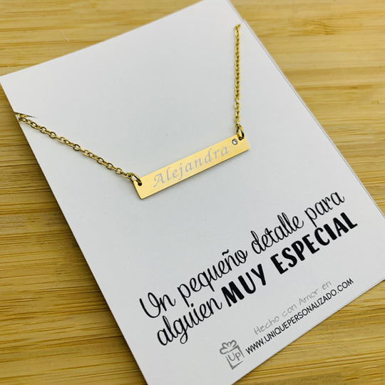 Cadena barra grabable con zirconia - Unique Personalizado