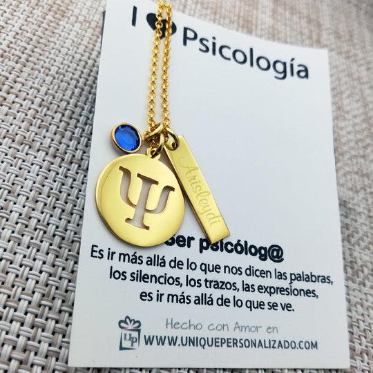 Cadena de Psicología con zirconia y plaquita - Unique Personalizado