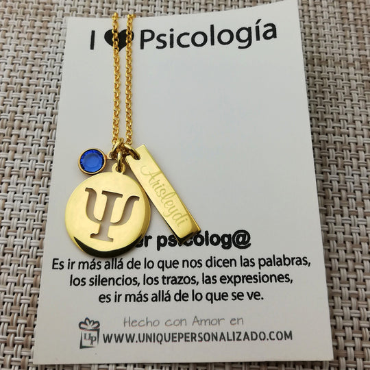 Cadena de Psicología con zirconia y plaquita - Unique Personalizado