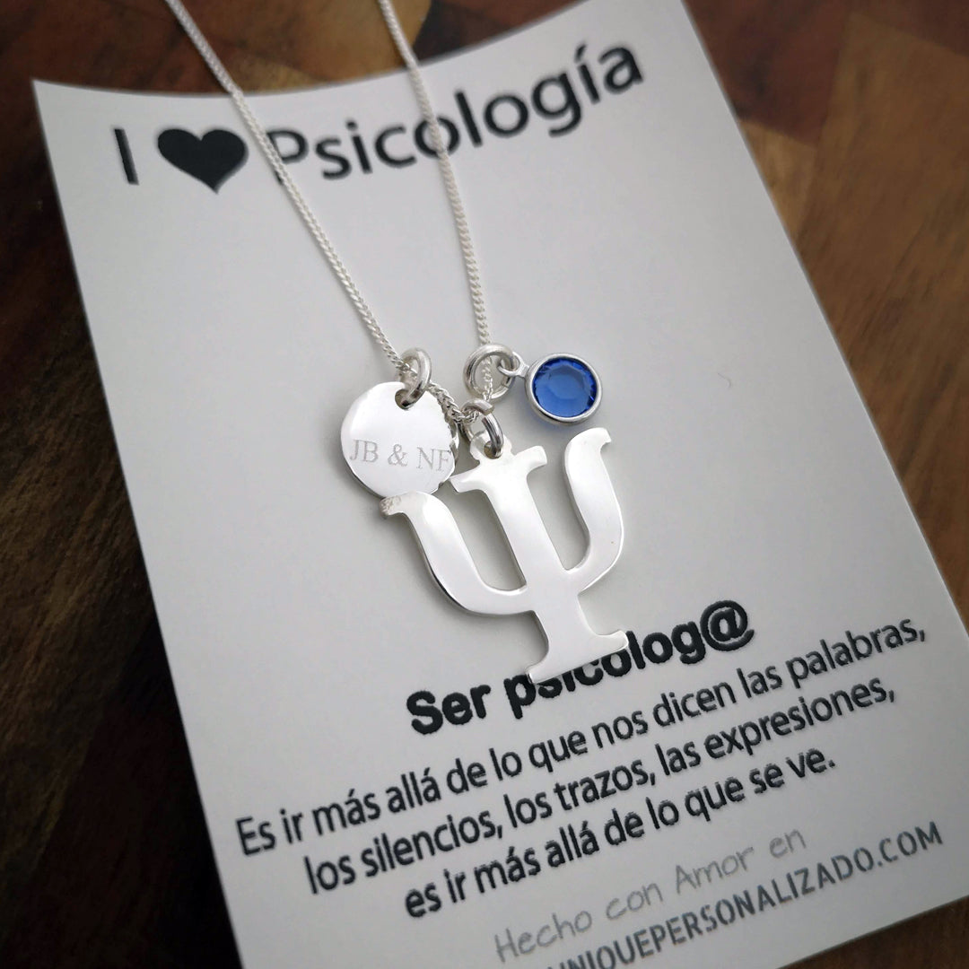 Cadena psicología con circulo grabable - Unique Personalizado