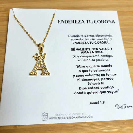 Charm Inicial con corona y circonias - Unique Personalizado