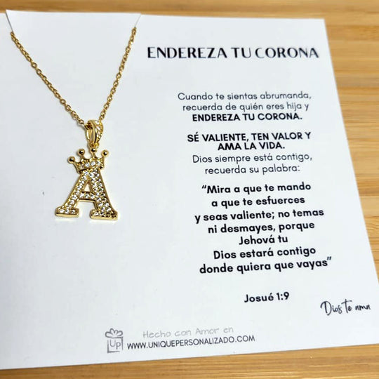 Charm Inicial con corona y circonias - Unique Personalizado