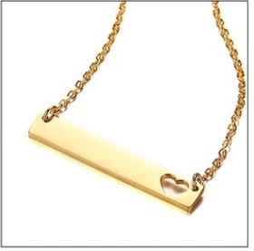 Cadena con barra y corazón - Unique Personalizado