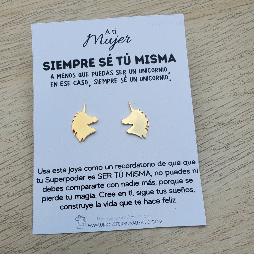 Aretes Unicornio Se tú misma ( A - AR - UNI2 ) - Unique Personalizado