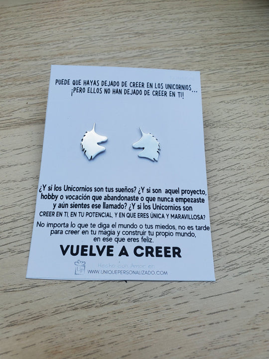 Aretes Unicornios - Vuelve a creer ( A - AR - UNI2 ) - Unique Personalizado