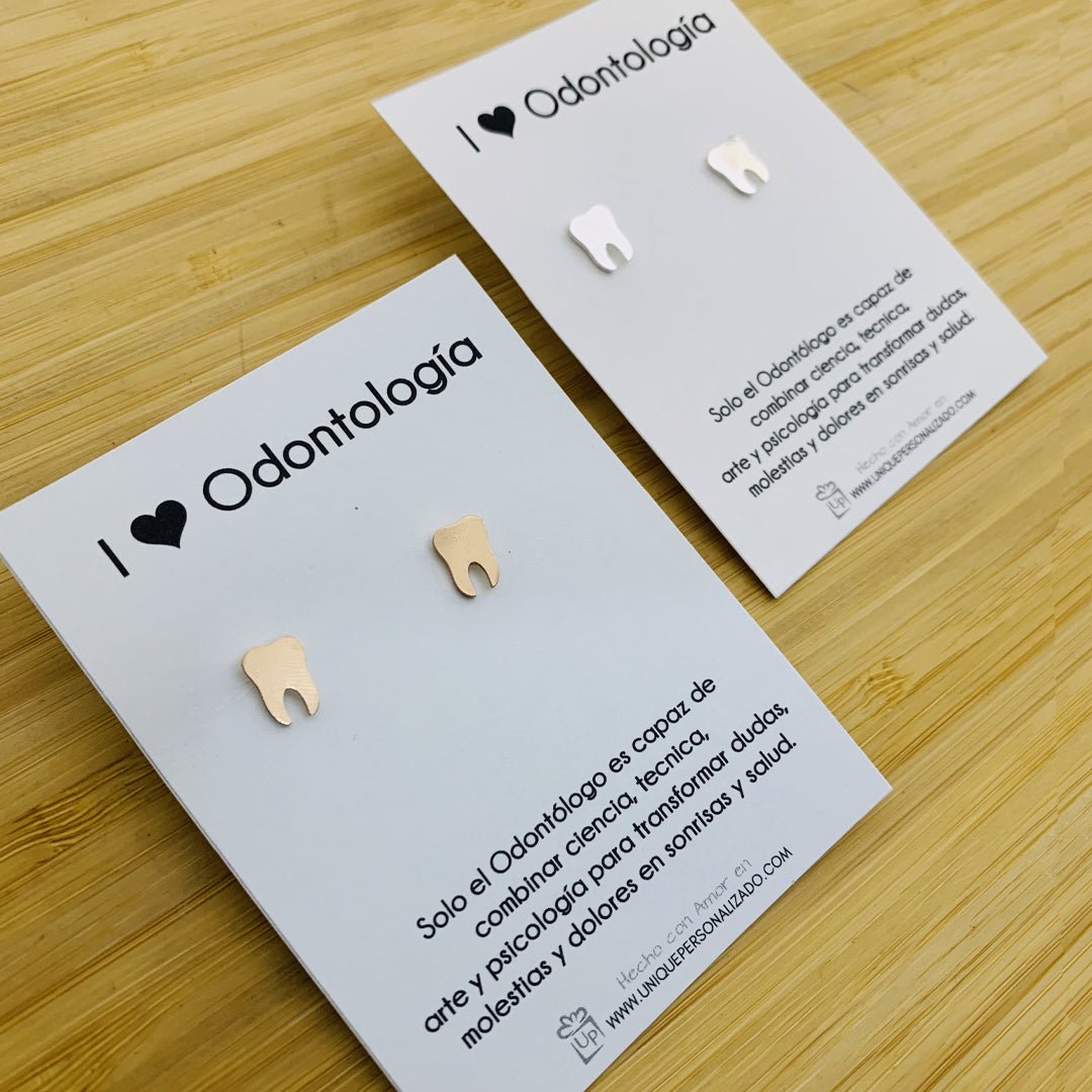 Aretes Odontología tipo muela liso - Unique Personalizado