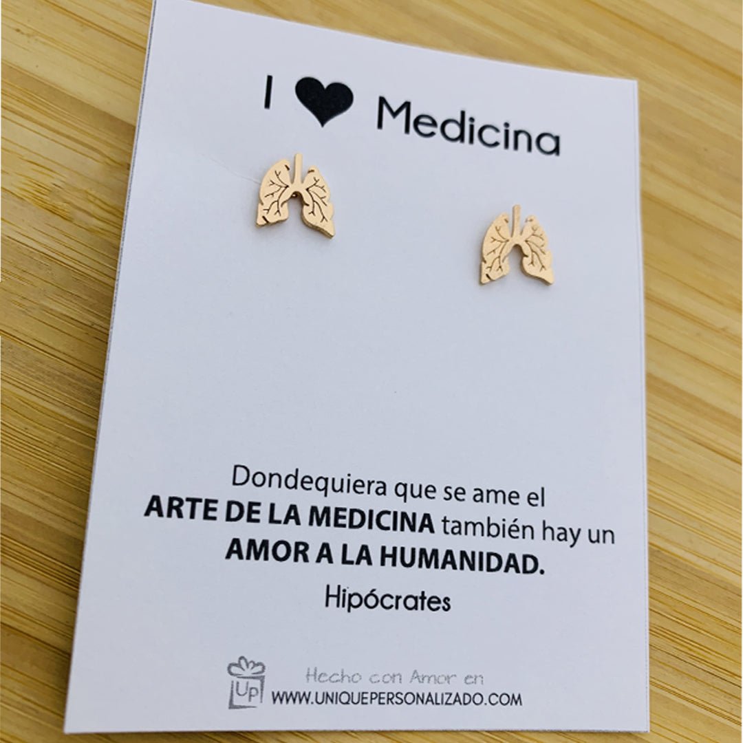 Aretes dormilona pulmones - Unique Personalizado