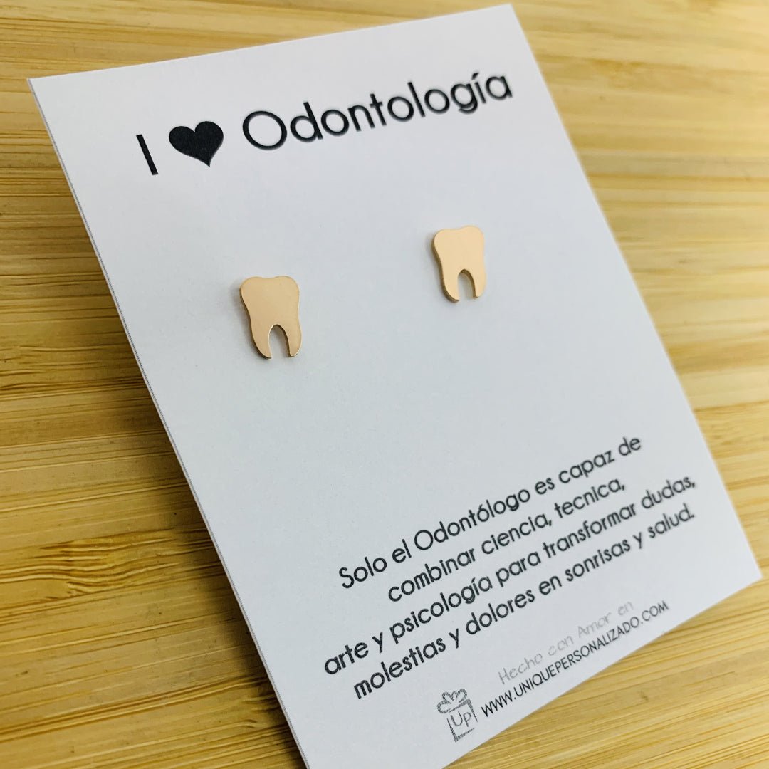 Aretes Odontología tipo muela liso - Unique Personalizado