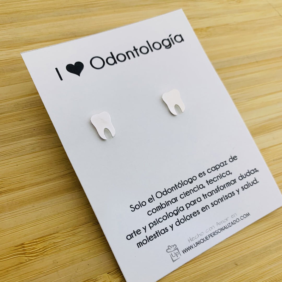 Aretes Odontología tipo muela liso - Unique Personalizado