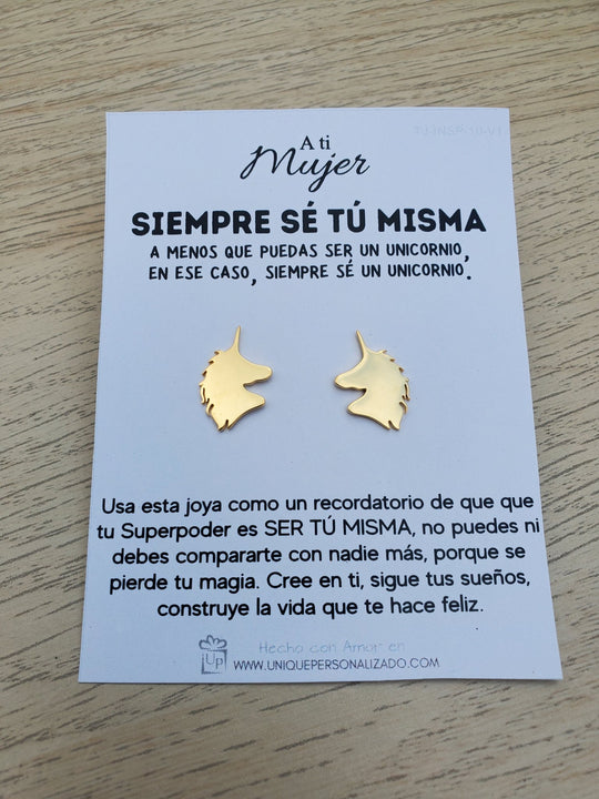 Aretes Unicornio Se tú misma ( A - AR - UNI2 ) - Unique Personalizado