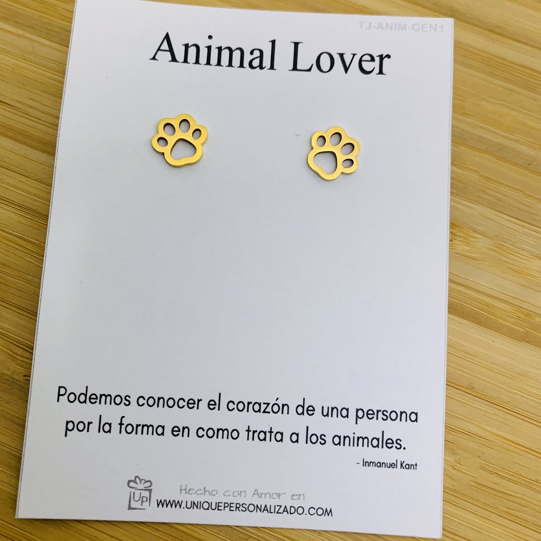 Aretes con huella de perro y gato - Unique Personalizado