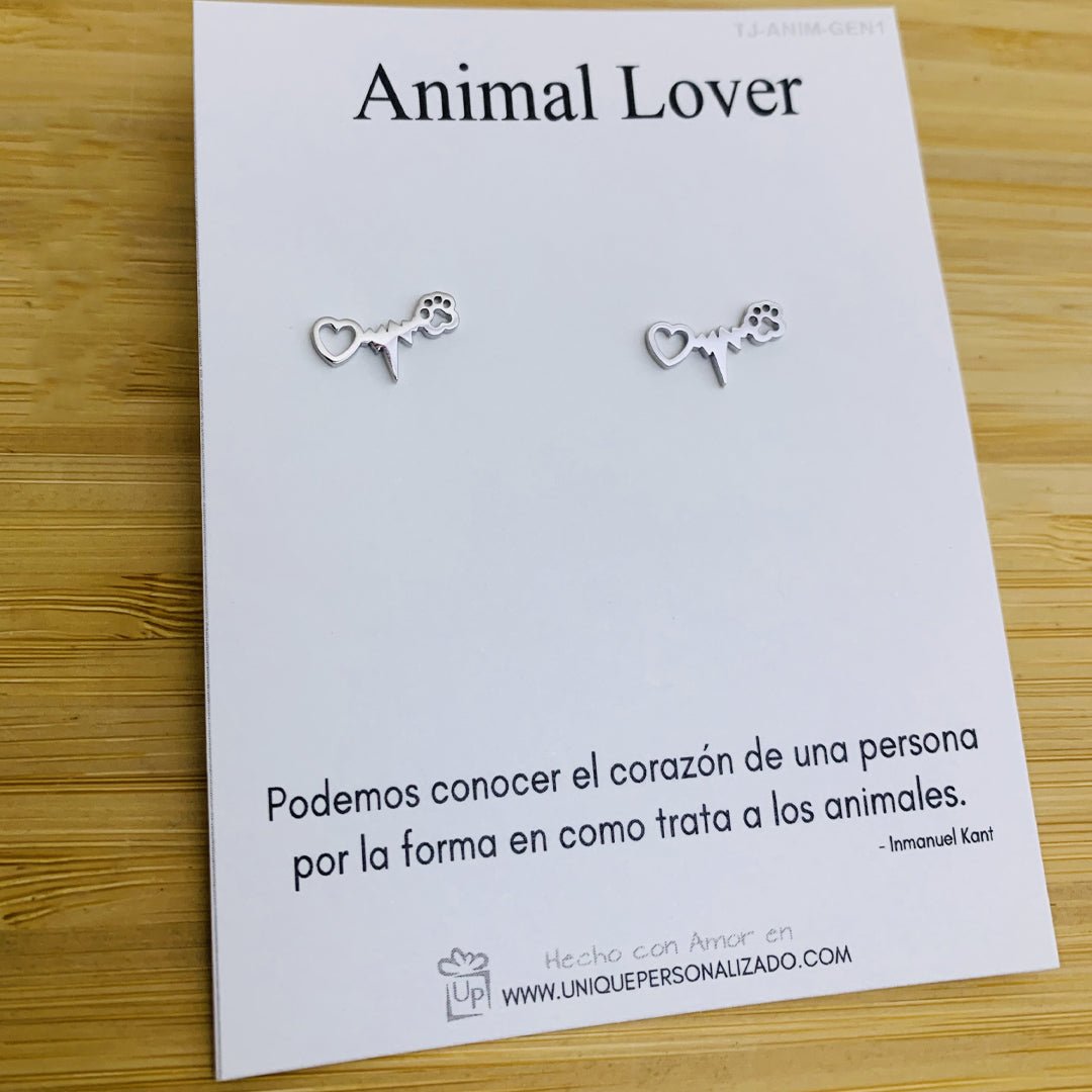 Aretes con huella y latido de perro y gato - Unique Personalizado