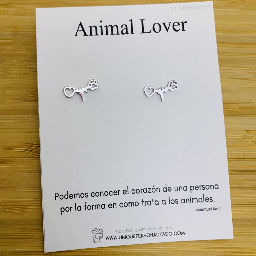 Aretes con huella y latido de perro y gato - Unique Personalizado