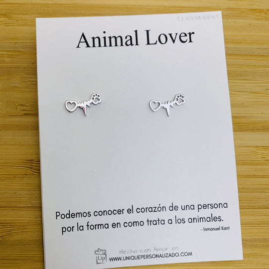 Aretes con huella y latido de perro y gato - Unique Personalizado