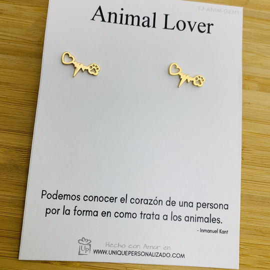 Aretes con huella y latido de perro y gato - Unique Personalizado