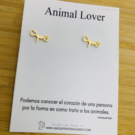 Aretes con huella y latido de perro y gato - Unique Personalizado