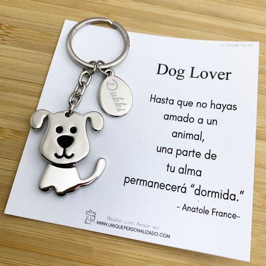 Llavero de perro con charm grabable