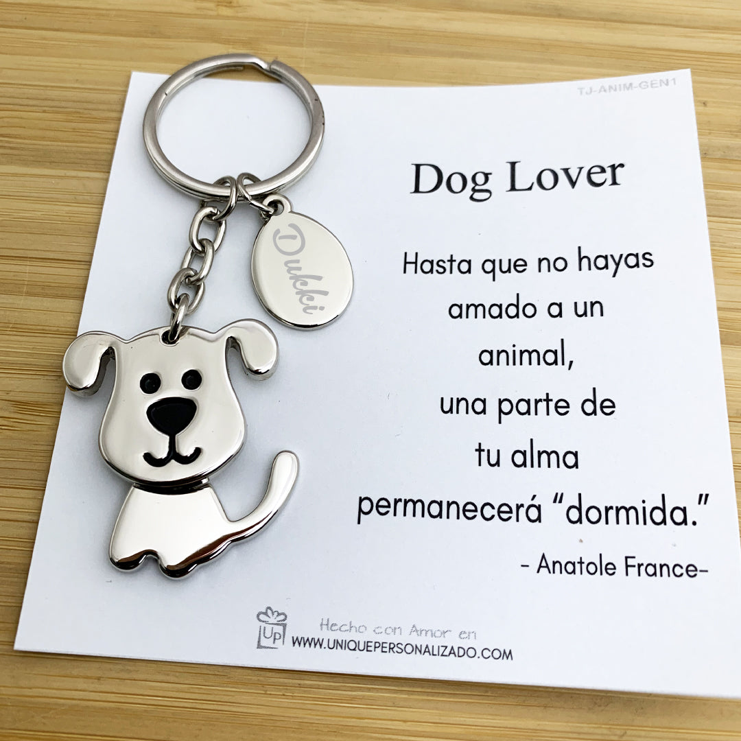 Llavero de perro con charm grabable