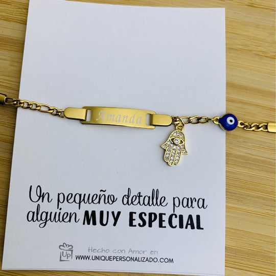 Brazalete con mano Hamsa y ojo turco - Unique Personalizado