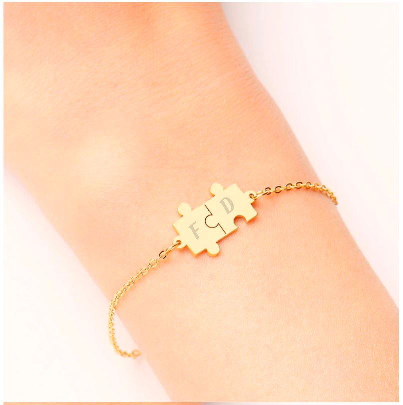 Brazalete de mujer dos piezas de puzzle - Unique Personalizado