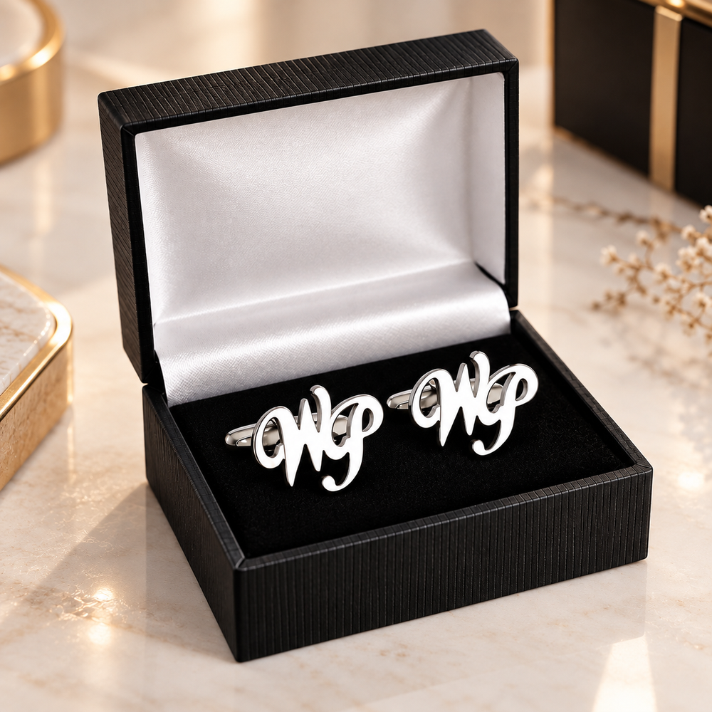 Gemelos con iniciales en plata