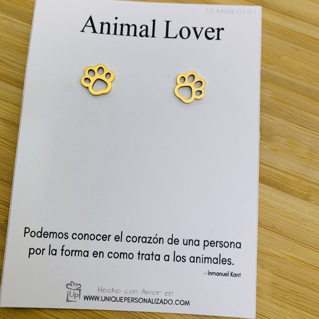 Aretes con huella de perro y gato - Unique Personalizado