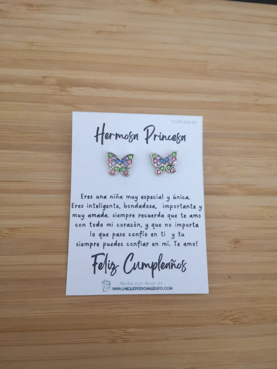 Aretes Mariposa con circonias ( A - AR - MAR5 ) - Unique Personalizado