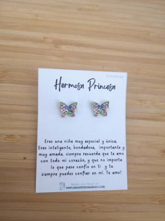 Aretes Mariposa con circonias ( A - AR - MAR5 ) - Unique Personalizado