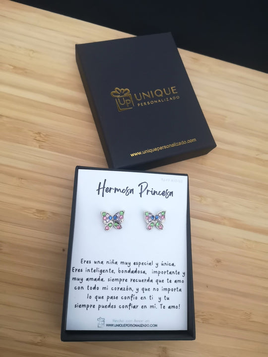 Aretes Mariposa con circonias ( A - AR - MAR5 ) - Unique Personalizado