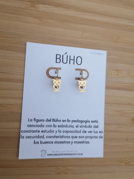 ARETES BUHO ( A - AR - ANI2 ) - Unique Personalizado