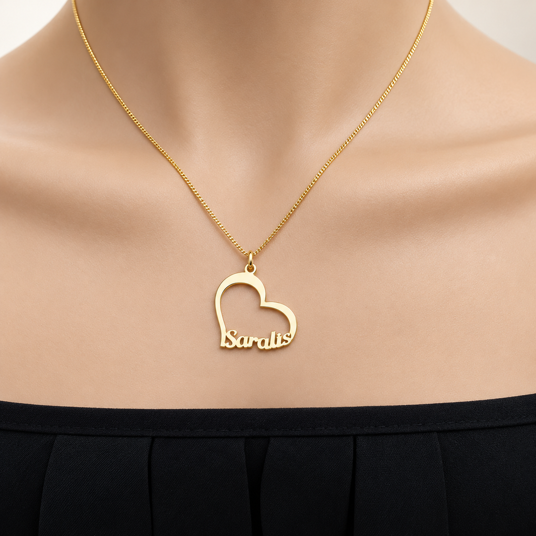 Cadena corazón con nombre