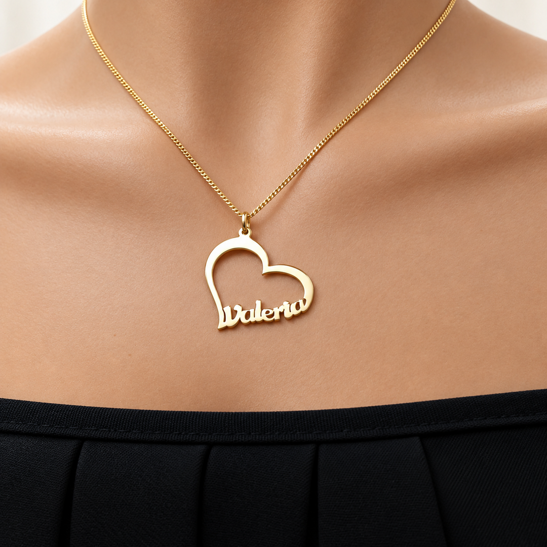 Cadena corazón con nombre