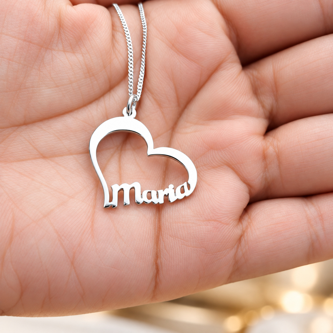 Cadena corazón con nombre