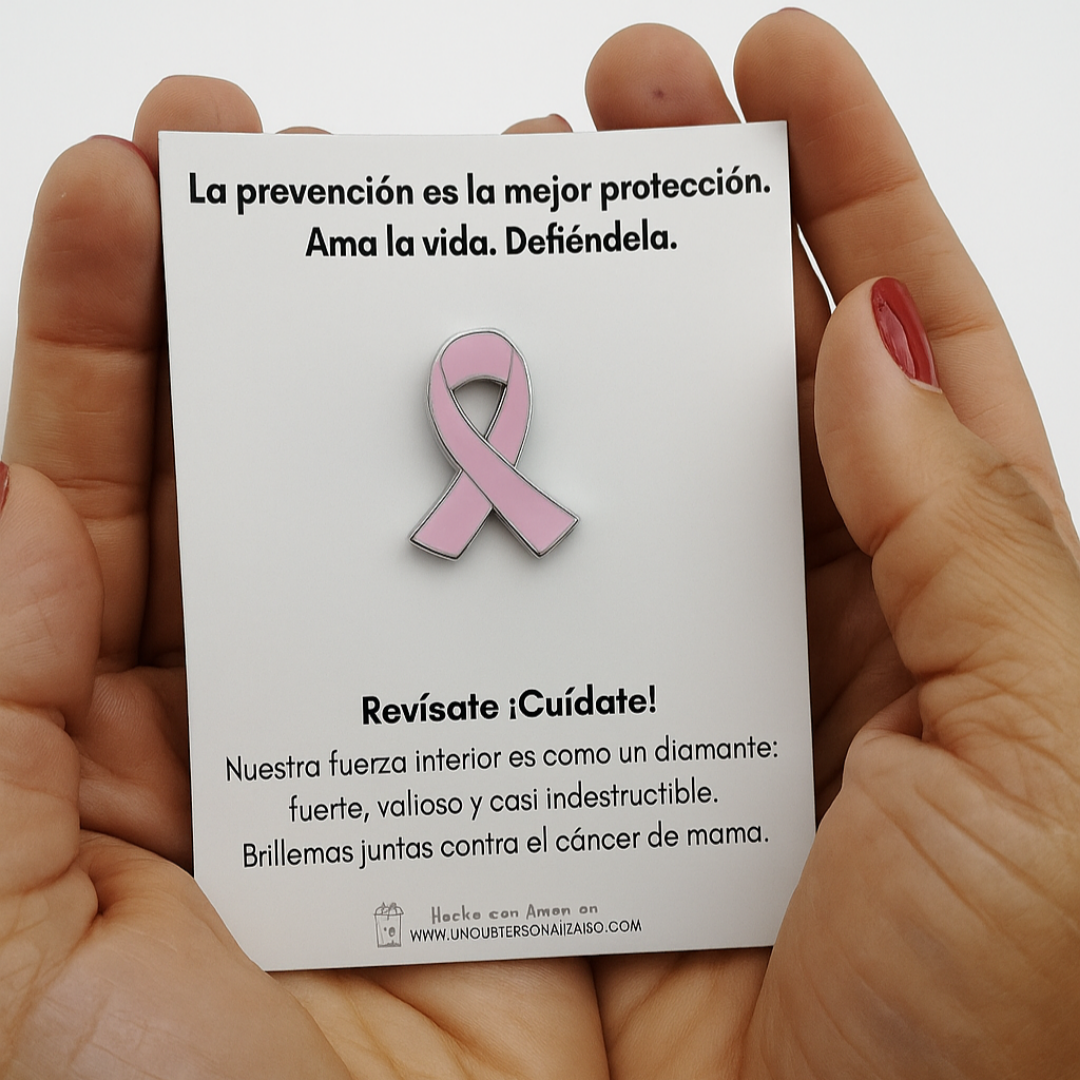 Pin de cancer de mama rosado