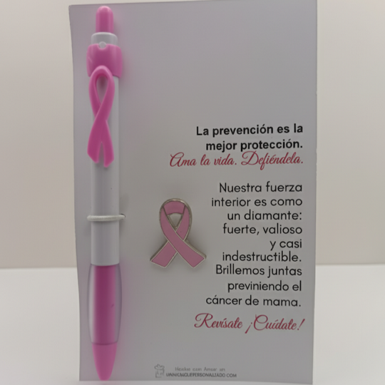 Set Boligrafo y pin del cancer de mama