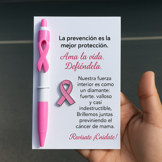 Set Boligrafo y pin del cancer de mama